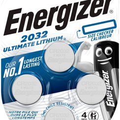 Energizer piles bouton lithium, CR2032, blister 4 pièces