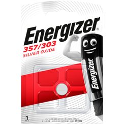 Pile bouton oxyde d'argent Energizer 357/303 (SR44) 1.55V blister à 1 pièce