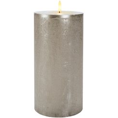 Flat Candle XS taupe 1LED ww D12.5xH25.5cm 2xAA -Timer 5/19