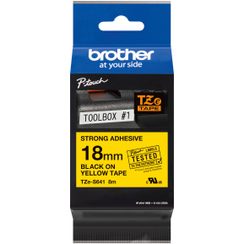 Cassette ruban Brother TZe 18mmx8m jaune-noir